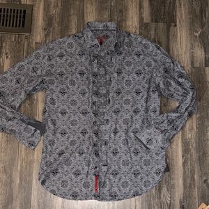 Luciano Visconti Limited Edition Mens  small Skull Paisley Collared Button Shirt